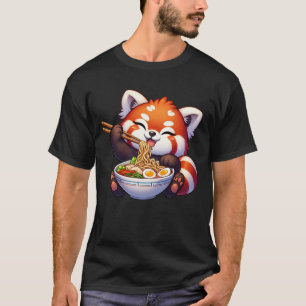 Kawaii Red Panda Eating Ramen Noodle Anime T Shirt
