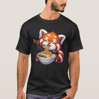 Kawaii Red Panda Eating Ramen Noodle Anime T Shirt