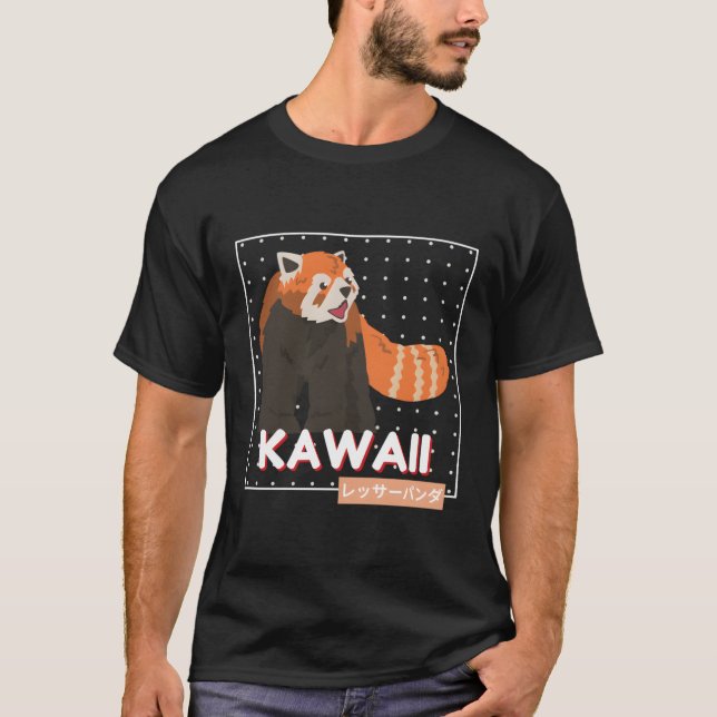 Kawaii Red Panda Otaku Kawaii Anime Japansk Stil T Shirt (Framsida)