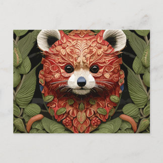 Kawaii Redpanda Blommigt Art Vykort