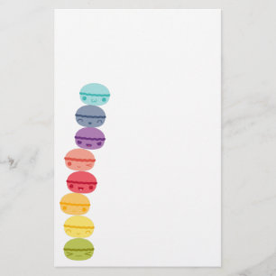 Kawaii regnbåge staplade Macarons Brevpapper
