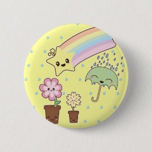 Kawaii regnbåge väder mönster så söt knapp