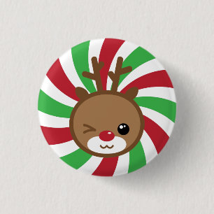 Kawaii Reindeer Button Knapp
