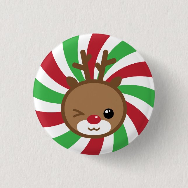 Kawaii Reindeer Button Knapp (Framsida)