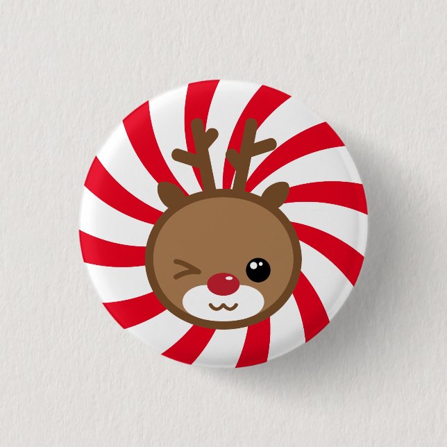 Kawaii Reindeer Button Knapp (Framsida)