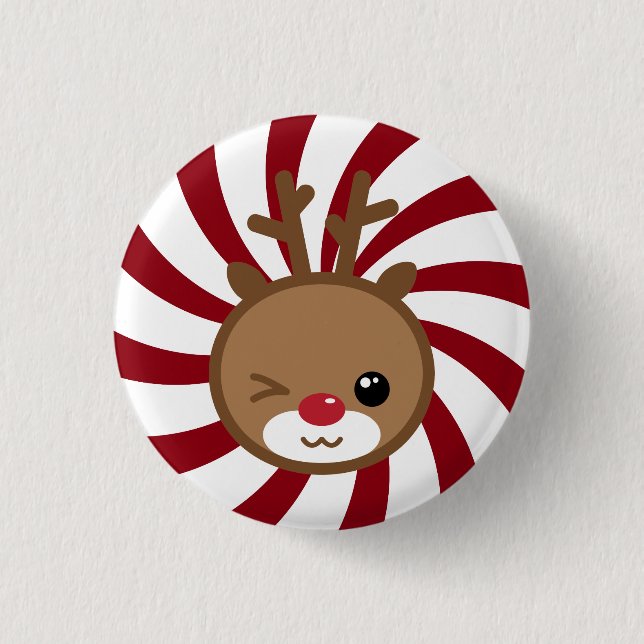 Kawaii Reindeer Button Knapp (Framsida)