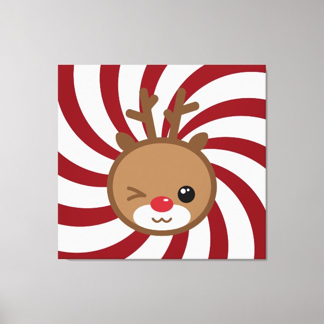 Kawaii Reindeer Canvas Wall Art (Framsida)