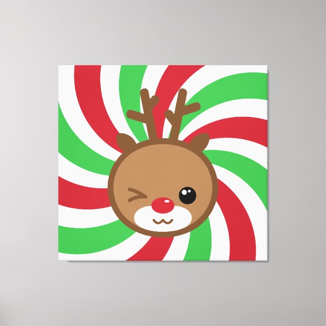 Kawaii Reindeer Canvas Wall Art (Framsida)