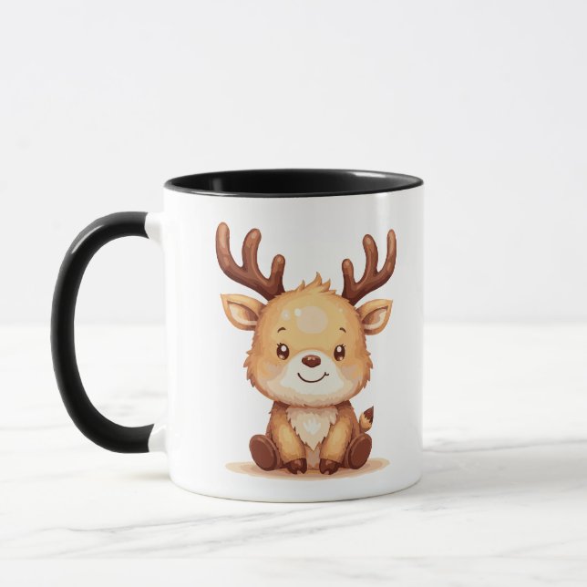 Kawaii Reindeer Christmas Holiday Coffee Mug Mugg (Vänster)