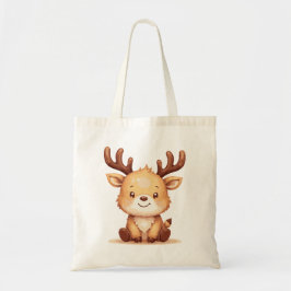 Kawaii Reindeer Christmas Holiday Tote Bag Tygkasse