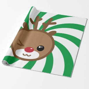 Kawaii Reindeer Gift Wrap Presentpapper