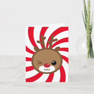 Kawaii Reindeer Greeting Card Helgkort