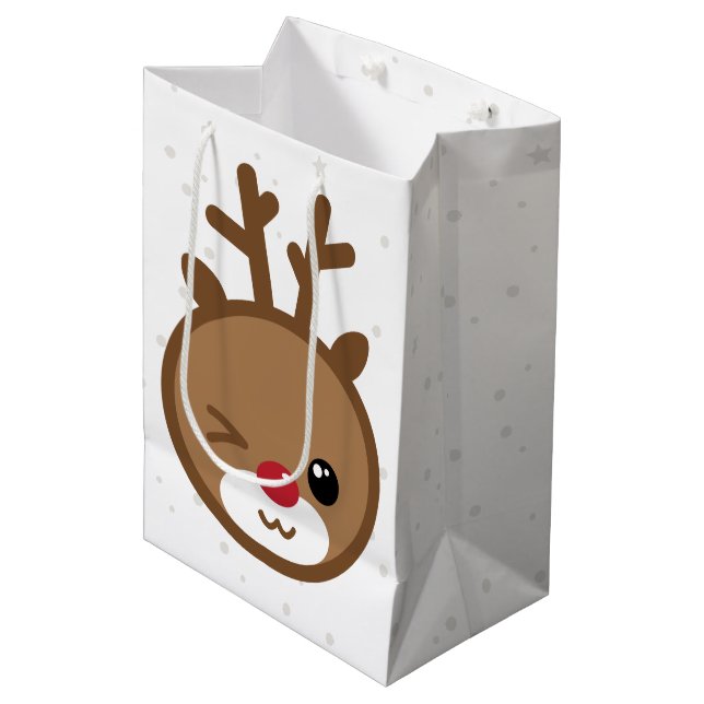 Kawaii Reindeer jul Gift Bag (Framsidan Vinklad)