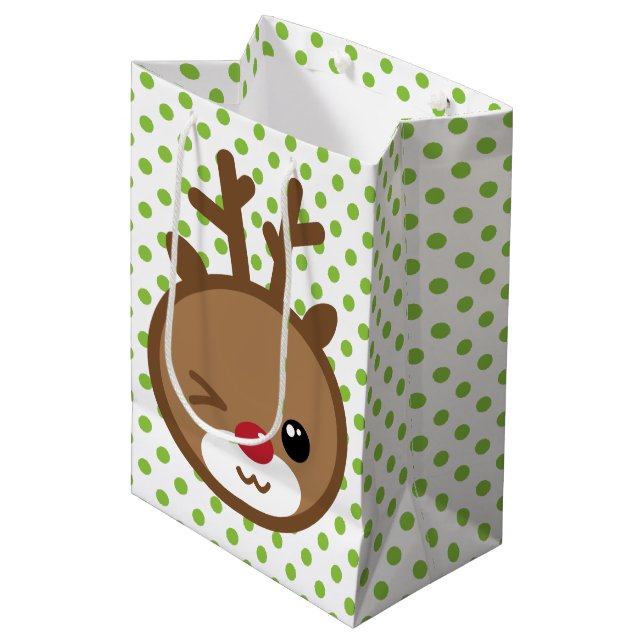 Kawaii Reindeer jul Gift Bag (Framsidan Vinklad)