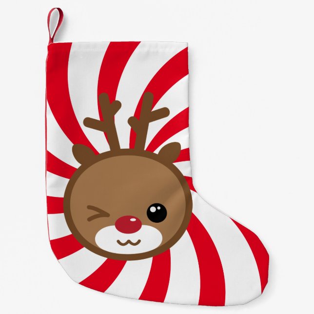 Kawaii Reindeer Jul Stocking Liten Julstrumpa (Framsidan)