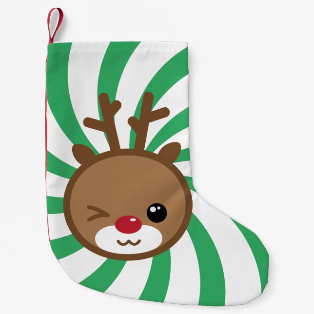 Kawaii Reindeer Jul Stocking Liten Julstrumpa (Framsidan)