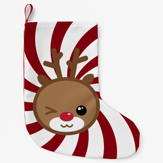 Kawaii Reindeer Jul Stocking Liten Julstrumpa (Framsidan)