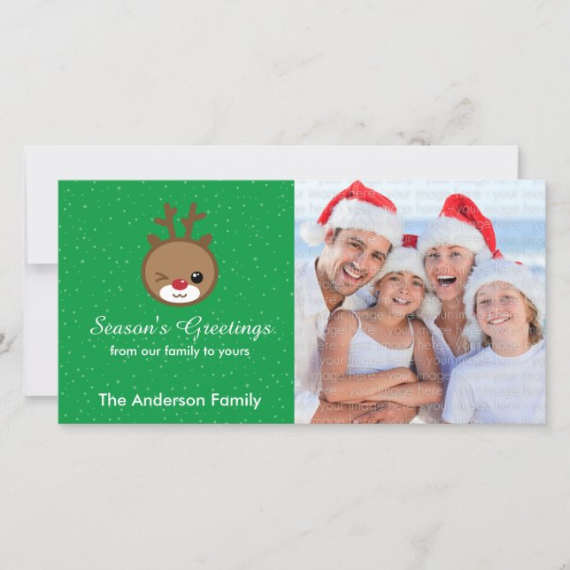 Kawaii Reindeer julfotoport Julkort (Framsida)