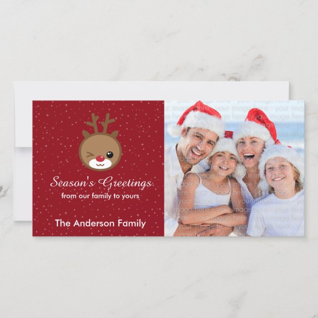 Kawaii Reindeer julfotoport Julkort (Framsida)