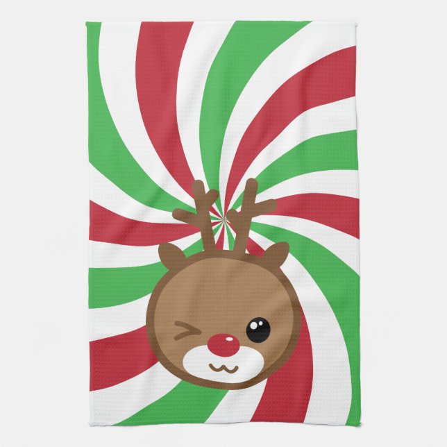 Kawaii Reindeer Kitchen Towel Kökshandduk (Vertikal)