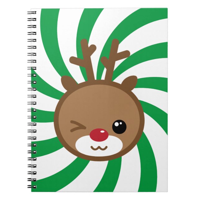 Kawaii Reindeer Notebook Anteckningsbok (Framsidan)