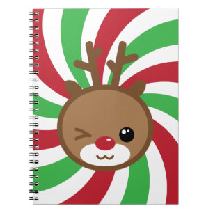 Kawaii Reindeer Notebook Anteckningsbok Med Spiral