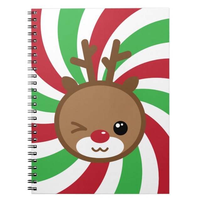 Kawaii Reindeer Notebook Anteckningsbok Med Spiral (Framsidan)
