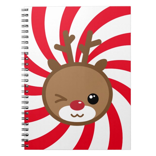 Kawaii Reindeer Notebook Anteckningsbok Med Spiral (Framsidan)