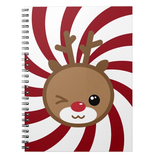 Kawaii Reindeer Notebook Anteckningsbok Med Spiral (Framsidan)