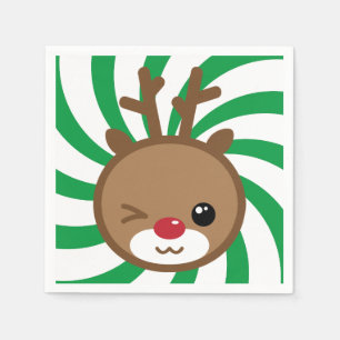 Kawaii Reindeer Pappra Napkins Pappersservett