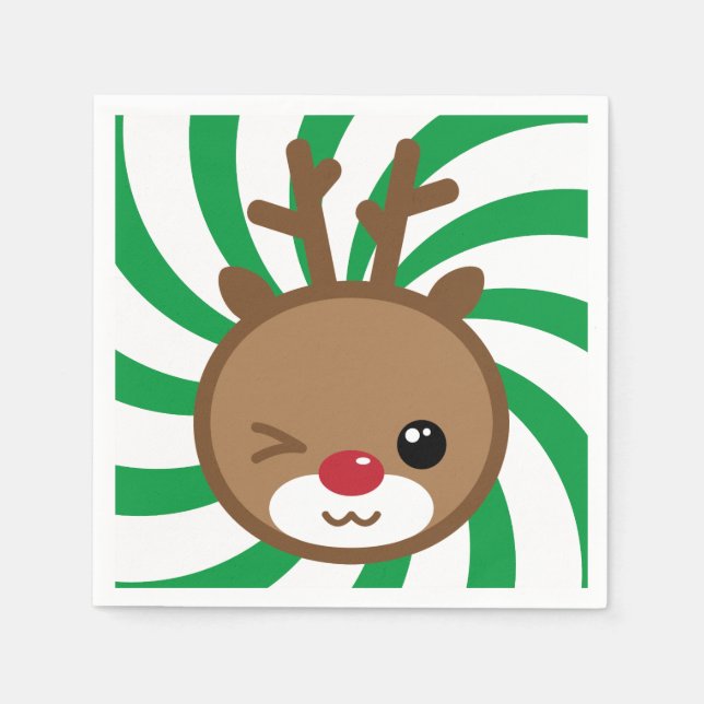 Kawaii Reindeer Pappra Napkins Pappersservett (Framsidan)