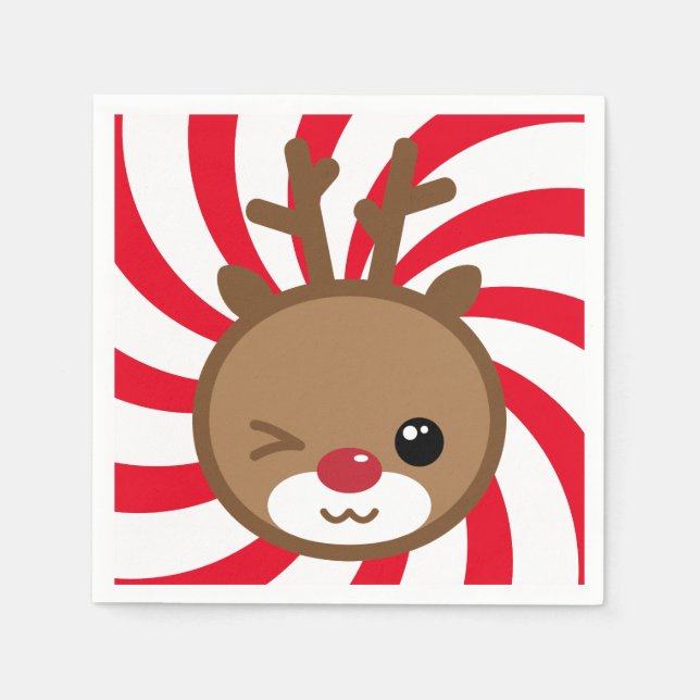 Kawaii Reindeer Pappra Napkins Pappersservett (Framsidan)