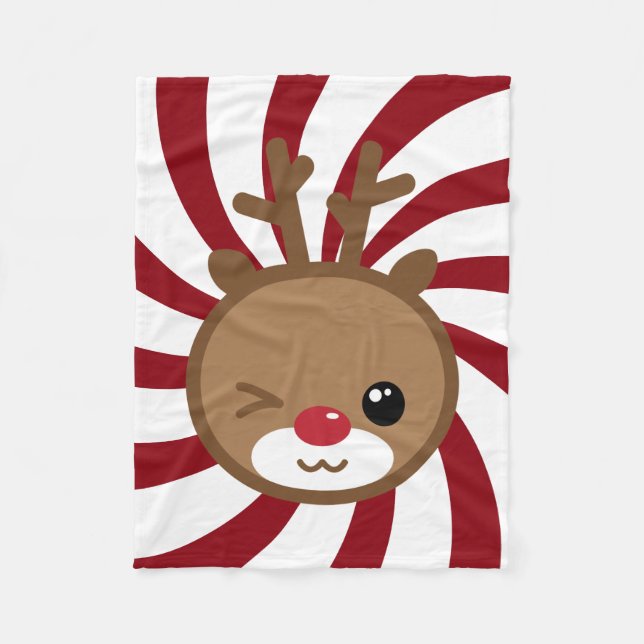 Kawaii Reindeer Small Fleece Blanket (Framsidan)