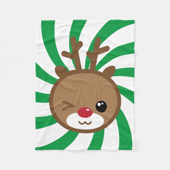 Kawaii Reindeer Small Fleece Blanket (Framsidan)