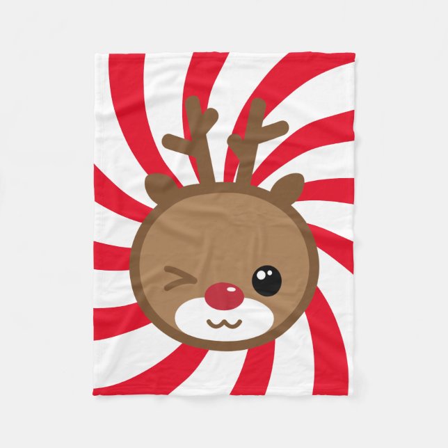 Kawaii Reindeer Small Fleece Blanket (Framsidan)