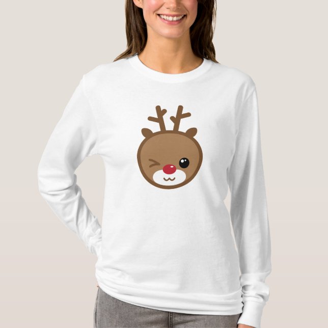 Kawaii Reindeer Women's Shirt Tee (Framsida)