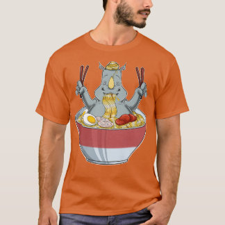 Kawaii Rhino Japansk Ramen Noodles I Otaku Anime T Shirt
