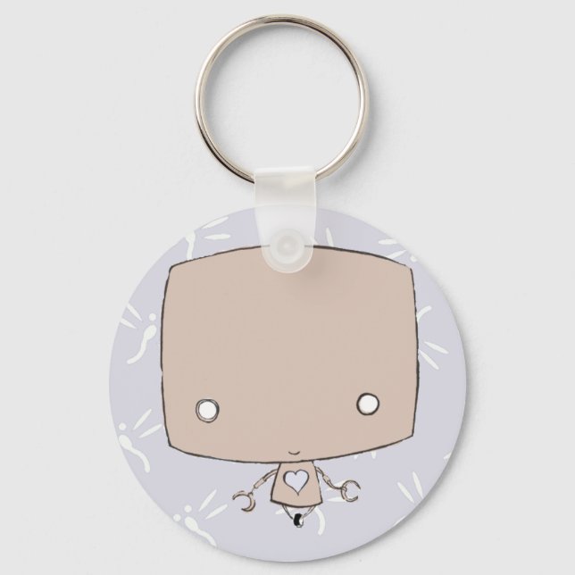 Kawaii Robot (lila firefly print) Nyckelring (Framsida)