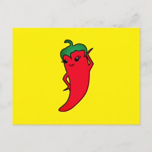 Kawaii röd het peppar-diva helg vykort