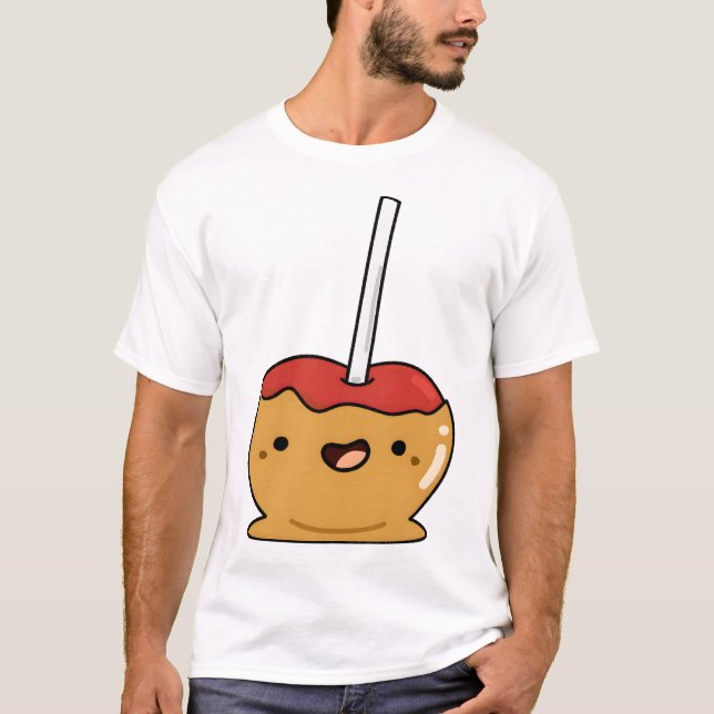 Kawaii röd karamelläpple t shirt (Framsida)