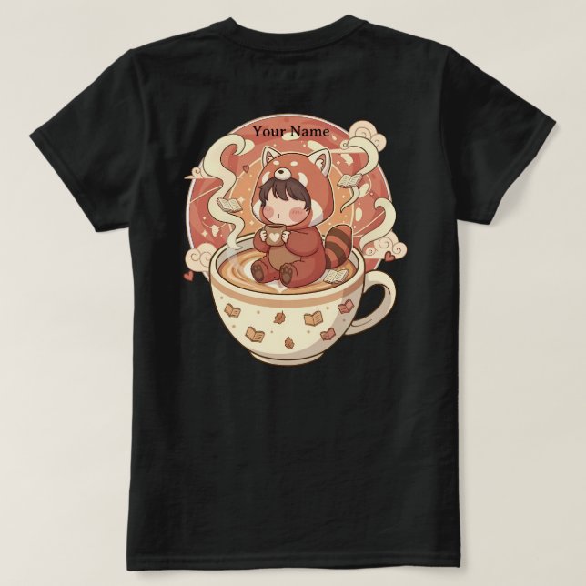 Kawaii Röd Panda Brew Kvinnors Bomullströja T Shirt (Design baksida)