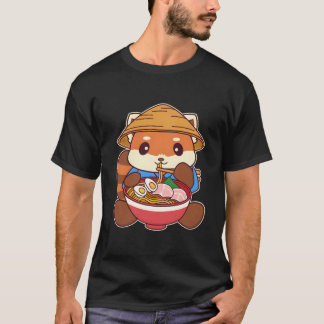 Kawaii Röd Panda som äter Ra Nudlar T Shirt