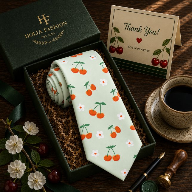 Kawaii röd söt körsbärsmönster slips (Skapare uppladdad)