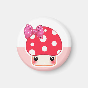 Kawaii röd svamp med söt polka dots-buske magnet