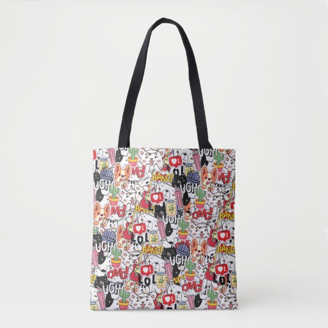 kawaii rolig husdjur design - söt djurälskare  tygkasse (Framsida)