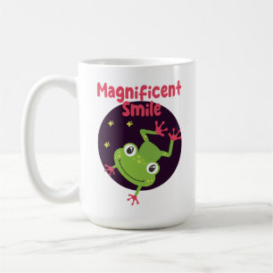 Kawaii rolig söt glad groda som ler kaffemugg