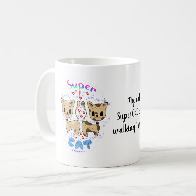 Kawaii Roligt Cue Toppen Cat Mugg (Framsida vänster)
