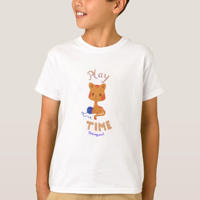 Kawaii Roligt Cute Play Time Cat Kids T-shirt (Framsida)