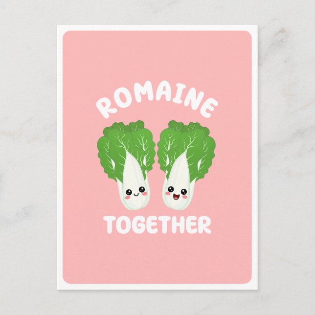 Kawaii Romaine Lettuce par Vegetable Food Pun Vykort (Framsida)