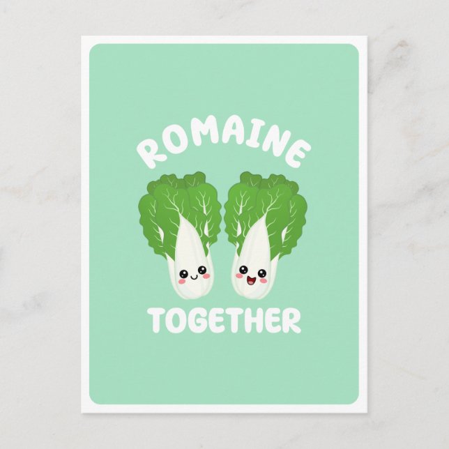  Kawaii Romaine Sallad Par Vuxen Mat Puns  Vykort (Framsida)